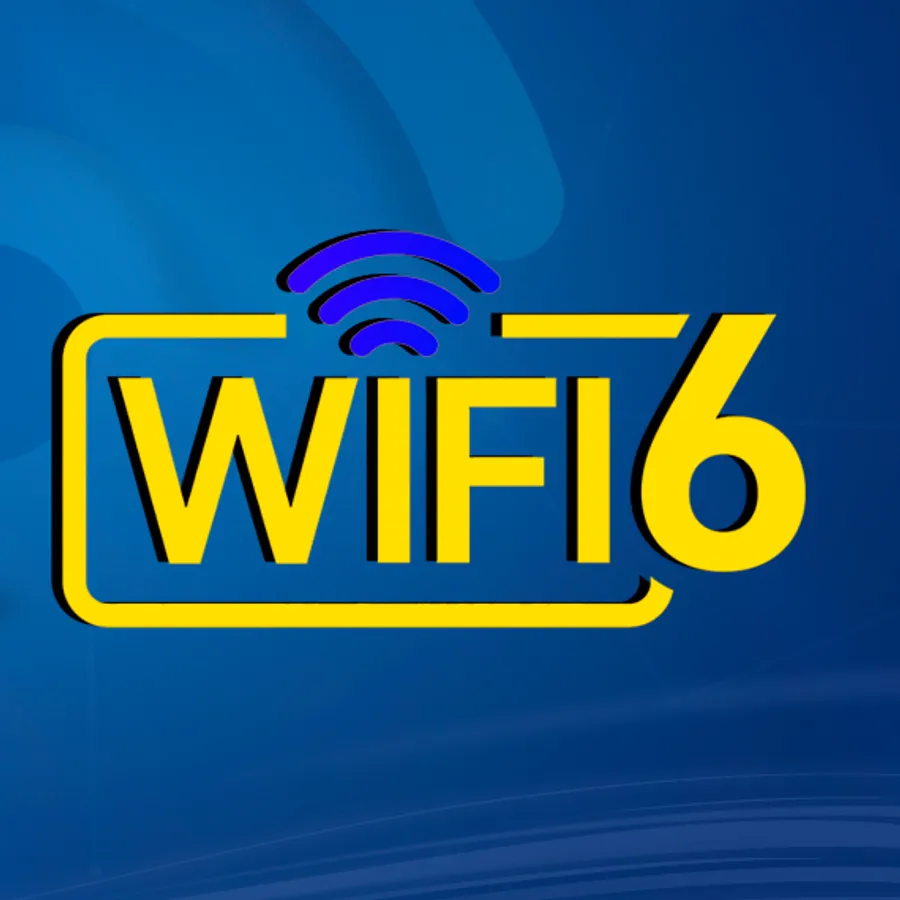 Selo Wi-Fi 6 com ondas de sinal